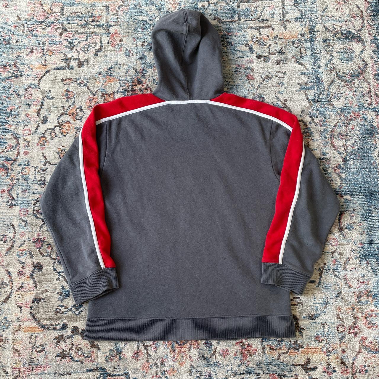 Vintage Nike Grey and Red Spellout Hoodie