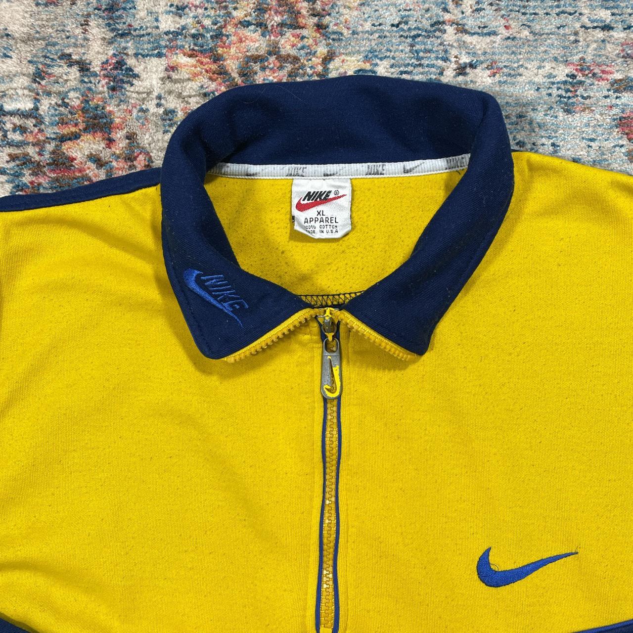 Vintage Nike Navy and Yellow 1/4 Zip Sweatshirt