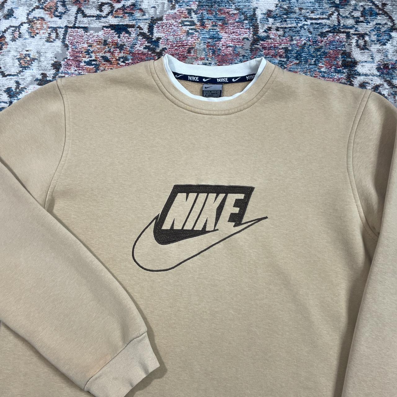 Vintage Nike Spellout Beige and Brown Sweatshirt