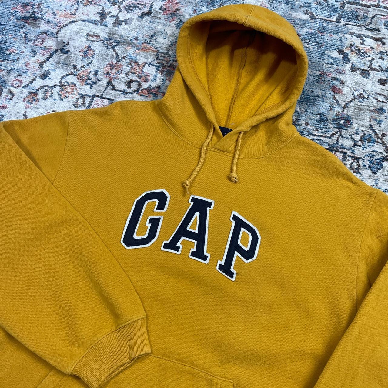 Vintage Yellow Embroidered GAP Spellout Hoodie