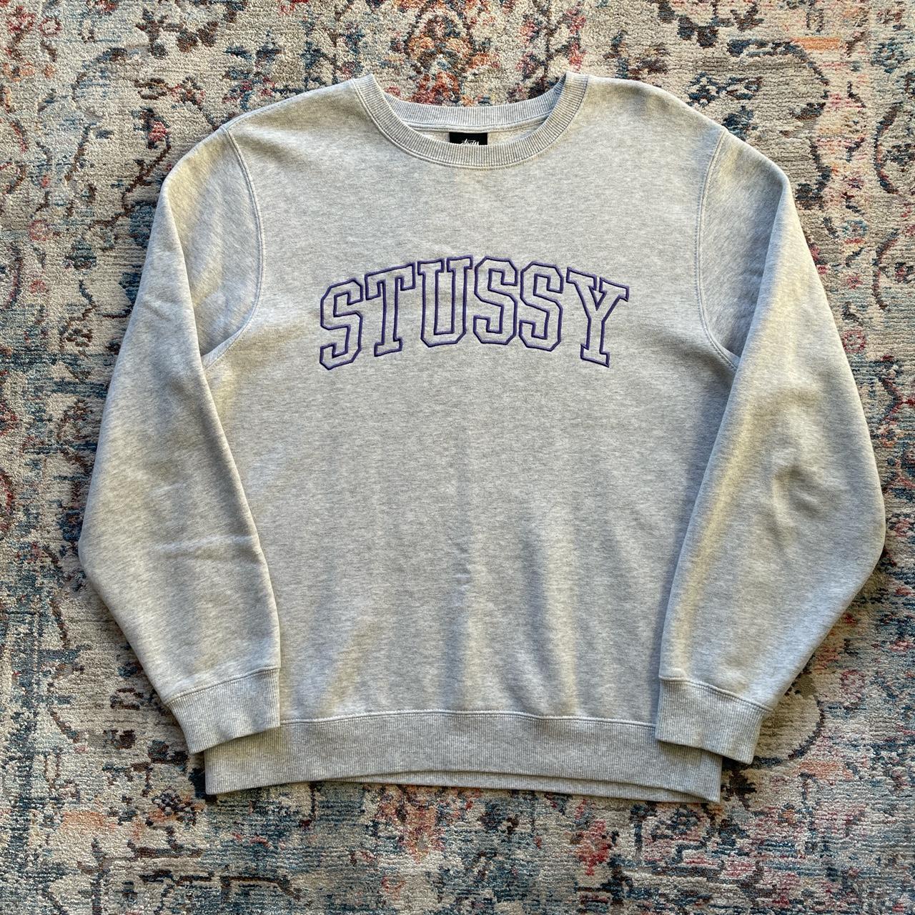 Stussy Grey Spell Out Sweatshirt