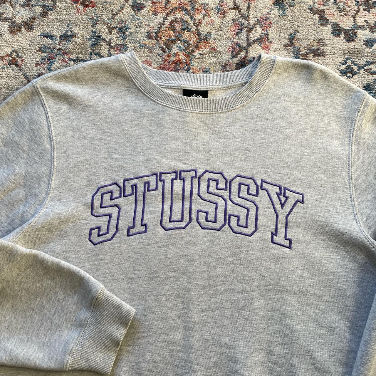 Stussy Grey Spell Out Sweatshirt