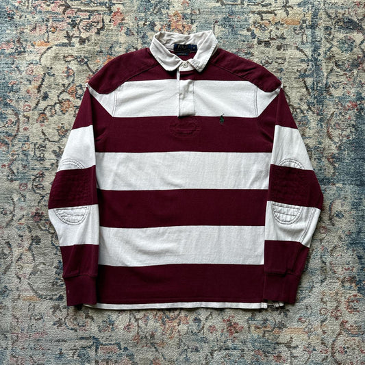 Vintage Ralph Lauren Burgundy and White Rugby Polo