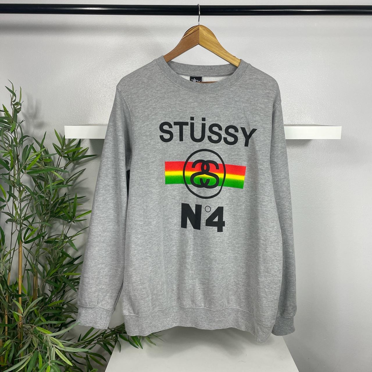 Vintage Grey Stussy Spellout Print Sweatshirt