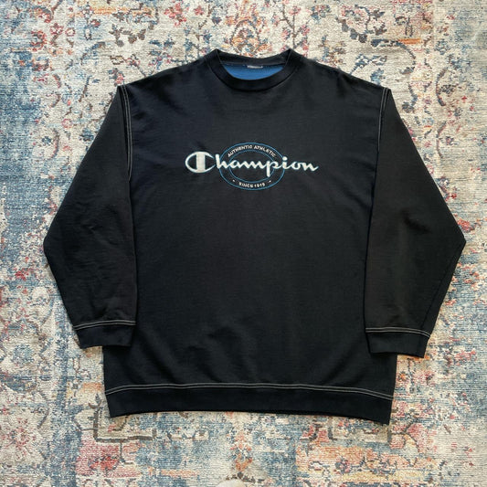 Vintage Champion Black Spell Out Sweatshirt