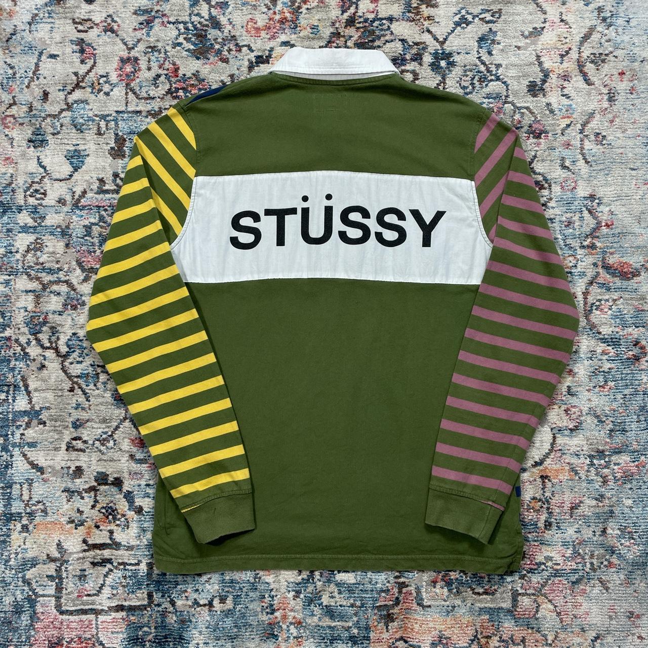 Stussy Striped Spellout Polo Shirt
