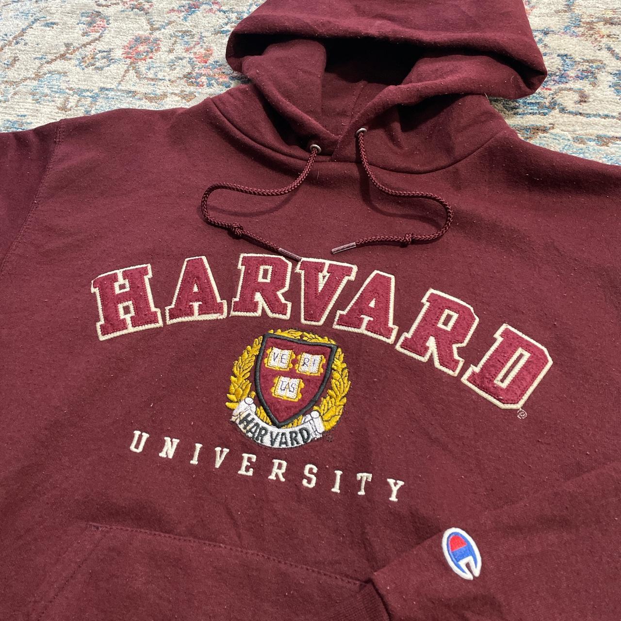 Vintage Champion Harvard Burgundy University Hoodie